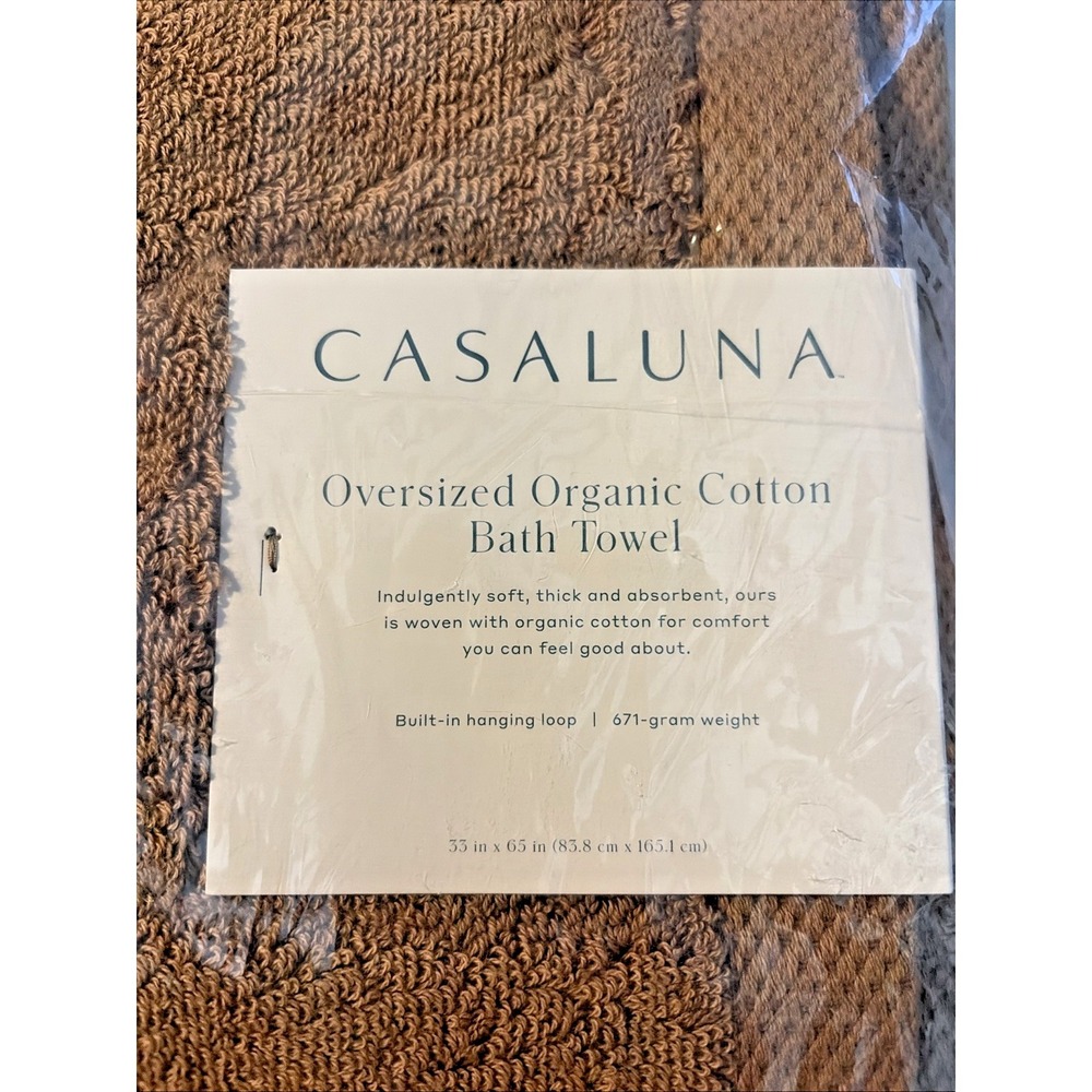 Casaluna Oversized Organic Cotton Bath Towel in WarmBrown - Factory Sealed